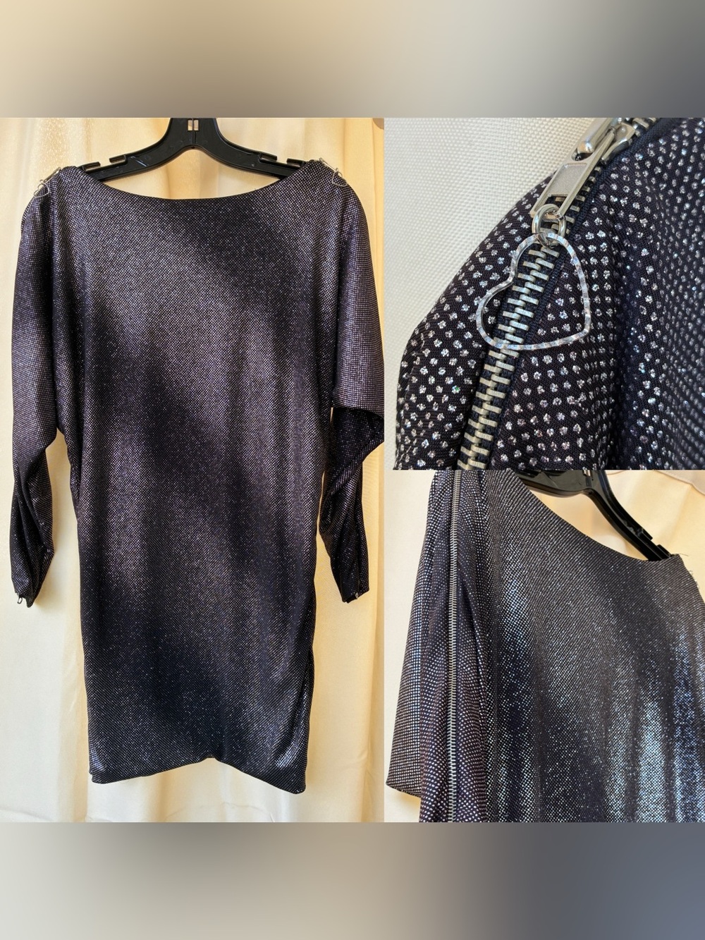 Savee Couture Small Metallic Zipper Detail Mini Dress